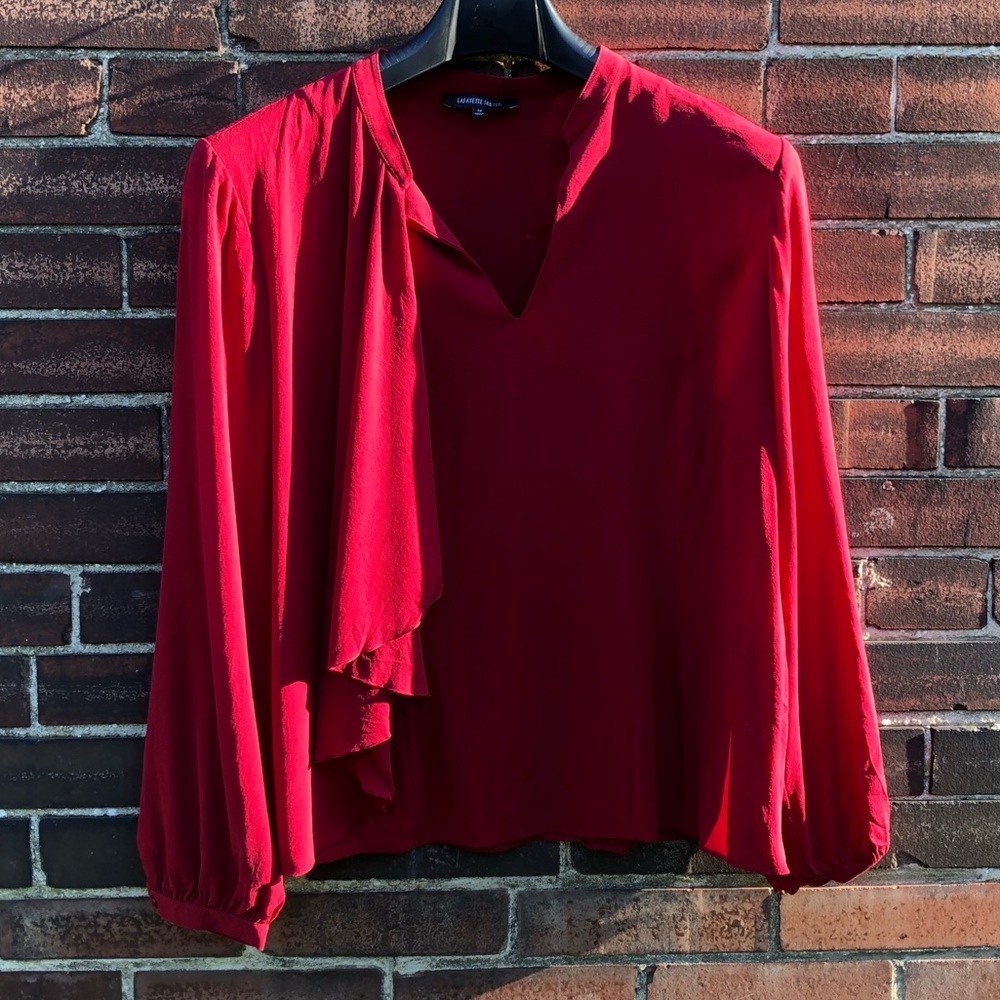 Lafayette 148 Silk Ruffle Blouse
